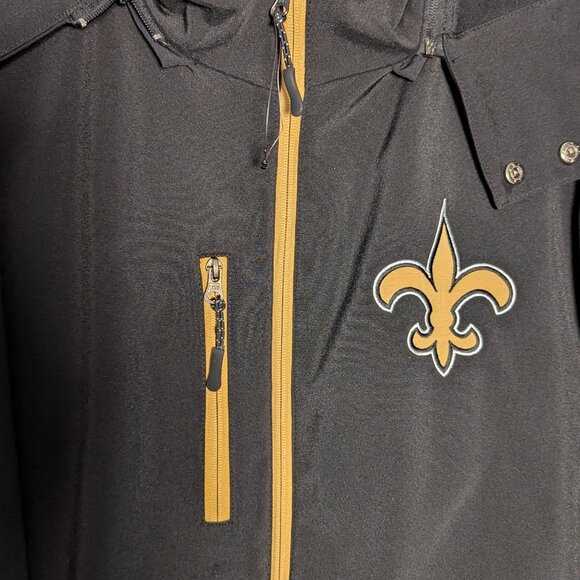 NWT NFL Black New Orleans Saints Stadium Jacket with Detachable Hood. Size XL - Picture 2 of 6